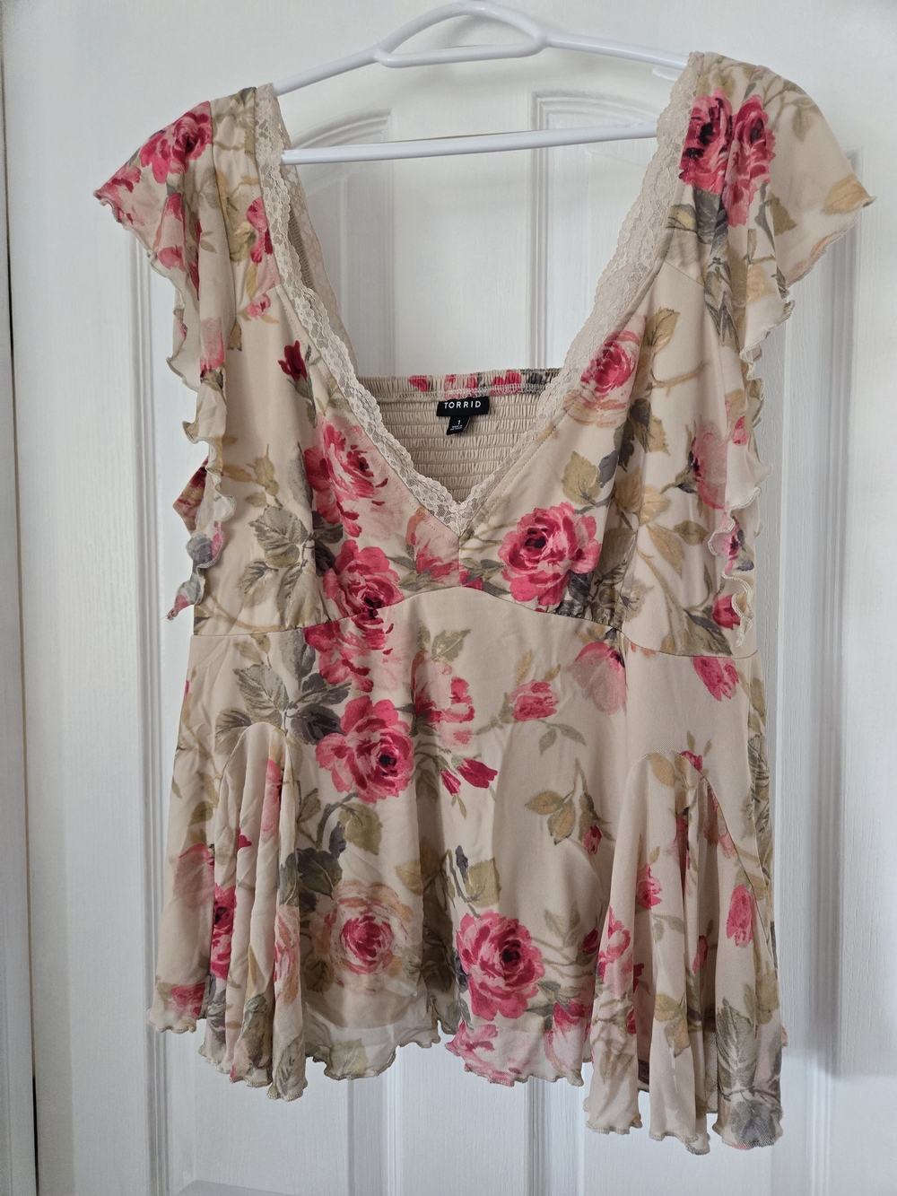 Torrid Sweetheart Fit & Flare Top In Steph Roses Floral cement Print